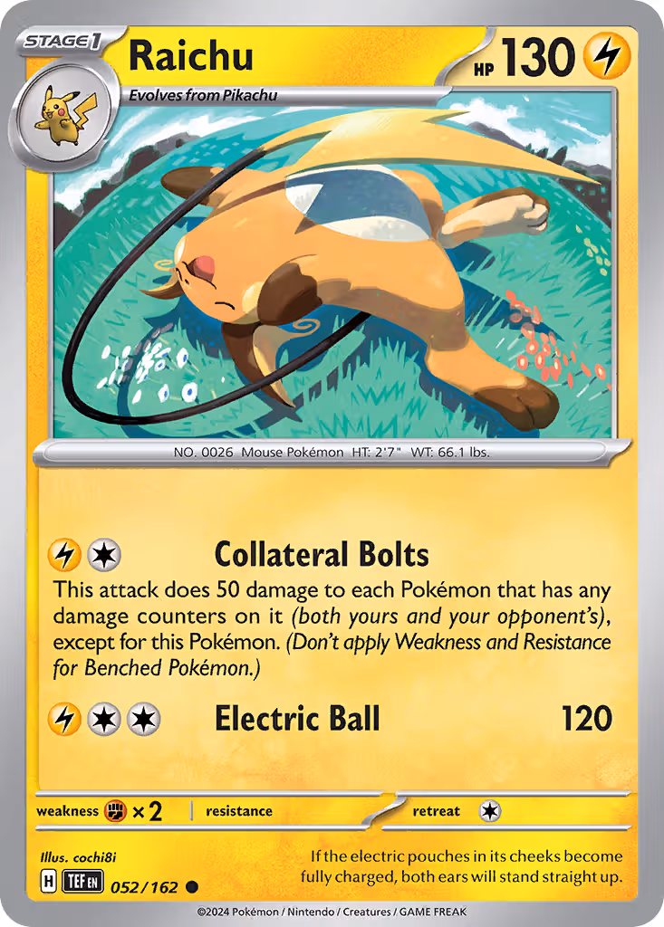 Raichu 52/162 Pokemon card