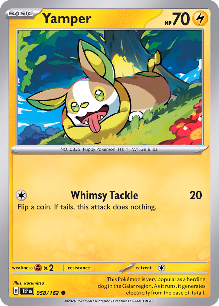 Yamper 58/162 Pokemon card