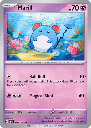 Marill 64/162 Pokemon card