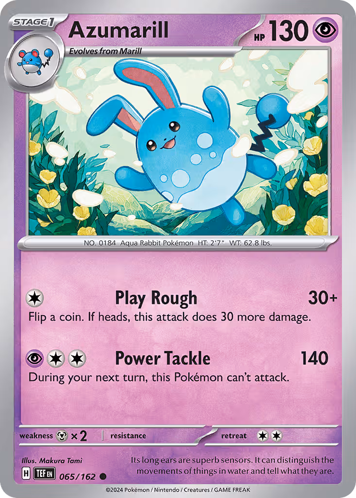 Azumarill 65/162 Pokemon card