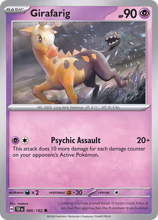 Girafarig 66/162 Pokemon card