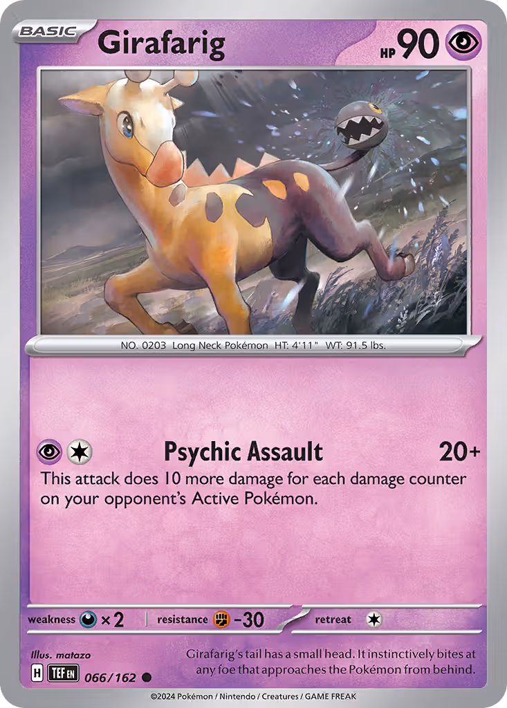 Girafarig 66/162 Pokemon card
