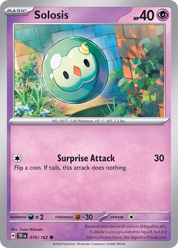 Solosis 70/162 Pokemon card