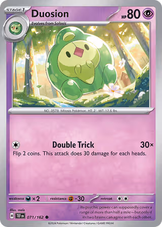Duosion 71/162 Pokemon card