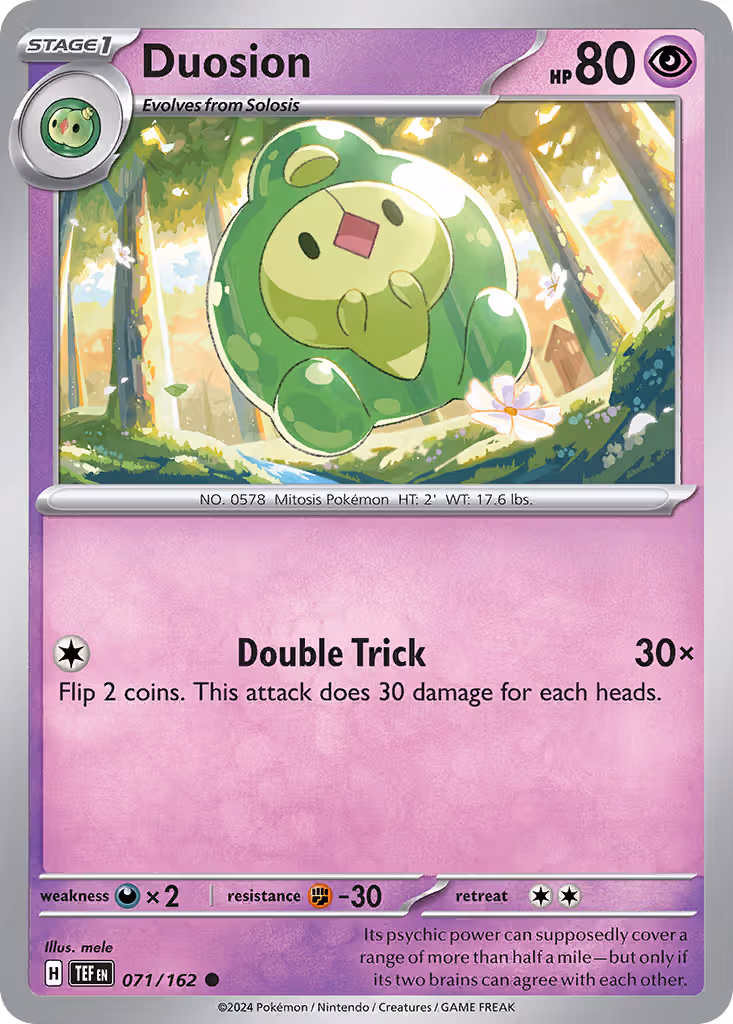 Duosion 71/162 Pokemon card