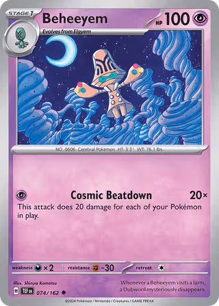 Beheeyem 74/162 Pokemon card