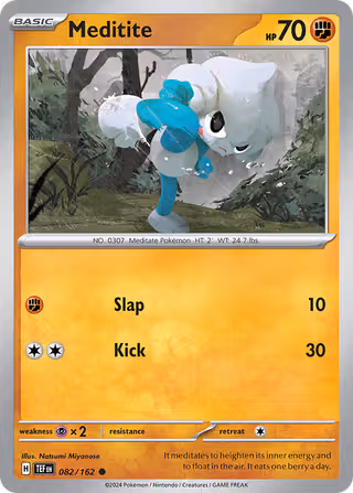 Meditite 82/162 Pokemon card