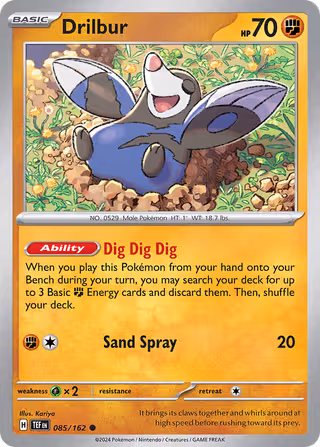 Drilbur 85/162 Pokemon card