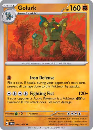 Golurk 88/162 Pokemon card
