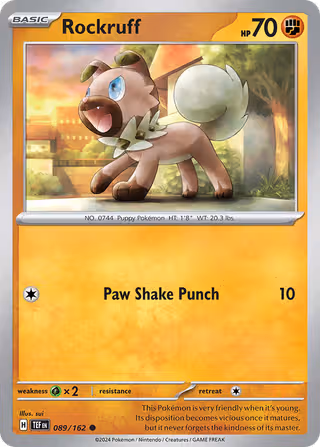 Rockruff 89/162 Pokemon card