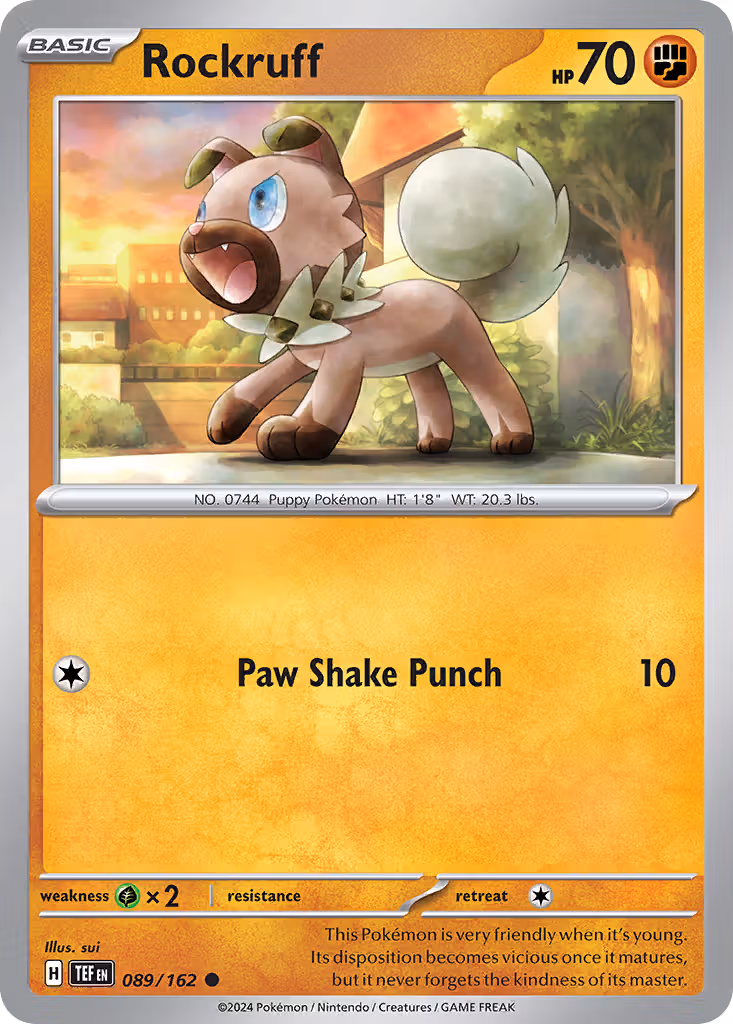 Rockruff 89/162 Pokemon card
