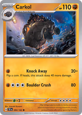 Carkol 94/162 Pokemon card
