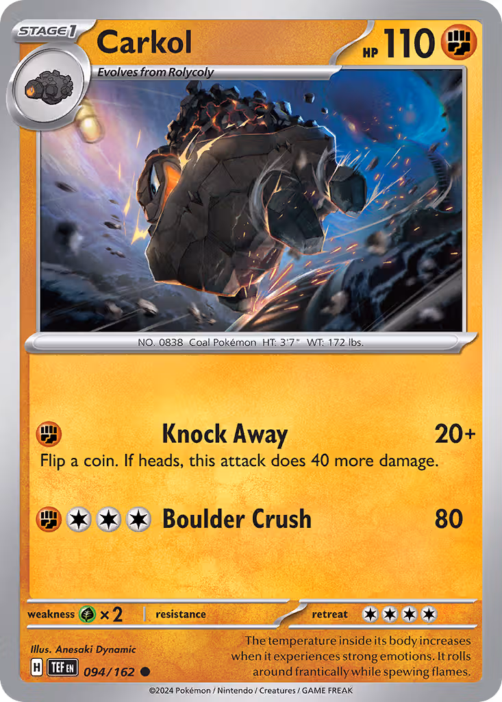 Carkol 94/162 Pokemon card