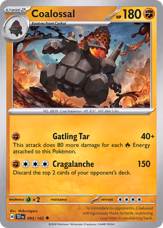Coalossal 95/162 Pokemon card