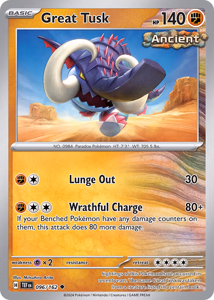Great Tusk 96/162 Pokemon card