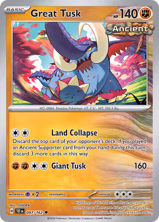 Great Tusk 97/162 Pokemon card