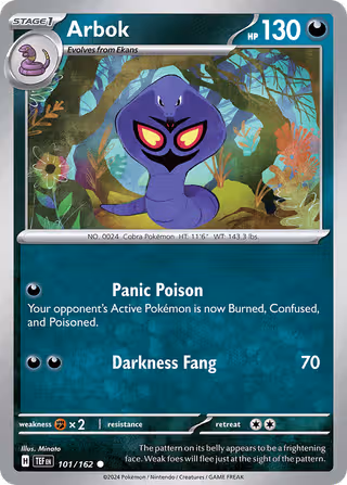 Arbok 101/162 Pokemon card