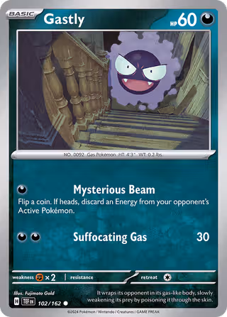 Gastly 102/162 Pokemon card