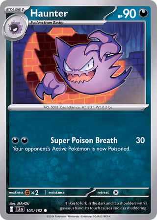 Haunter 103/162 Pokemon card
