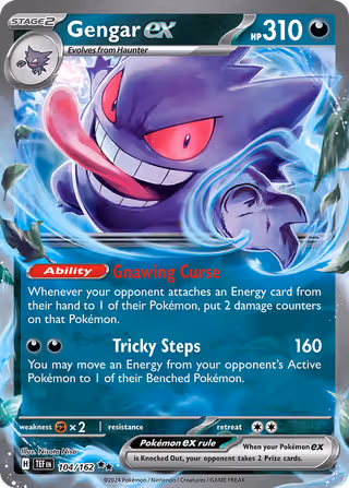 Gengar ex 104/162 Pokemon card