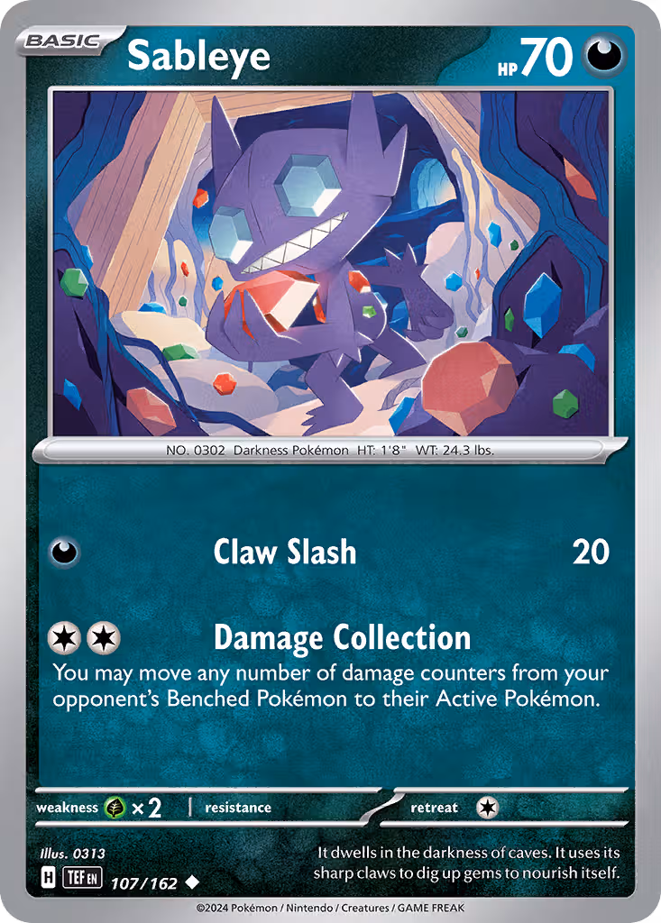 Sableye 107/162 Pokemon card