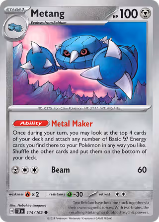 Metang 114/162 Pokemon card