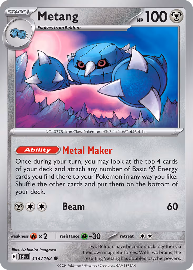 Metang 114/162 Pokemon card