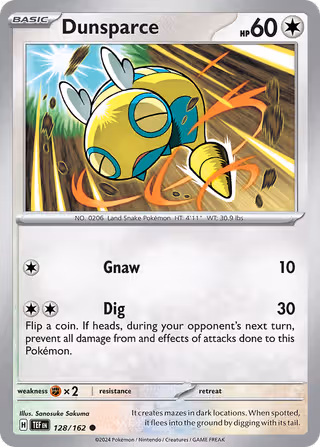 Dunsparce 128/162 Pokemon card