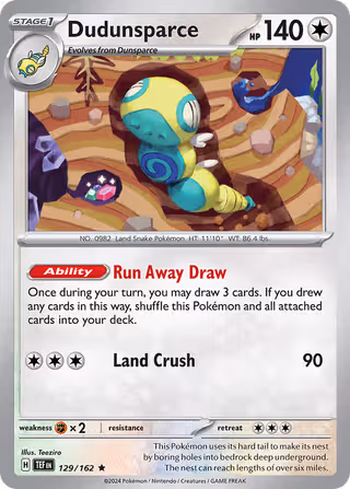 Dudunsparce 129/162 Pokemon card