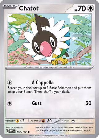 Chatot 132/162 Pokemon card