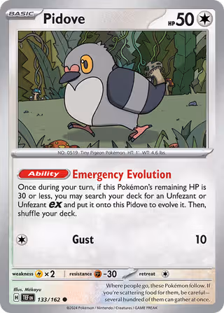Pidove 133/162 Pokemon card