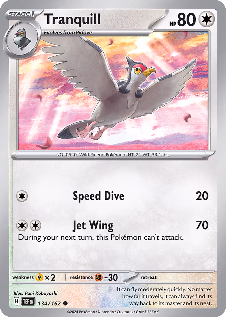 Tranquill 134/162 Pokemon card