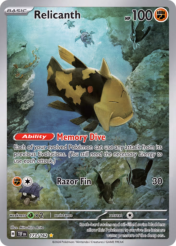 Relicanth 173/162 Pokemon card