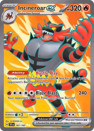 Incineroar ex 187/162 Pokemon card