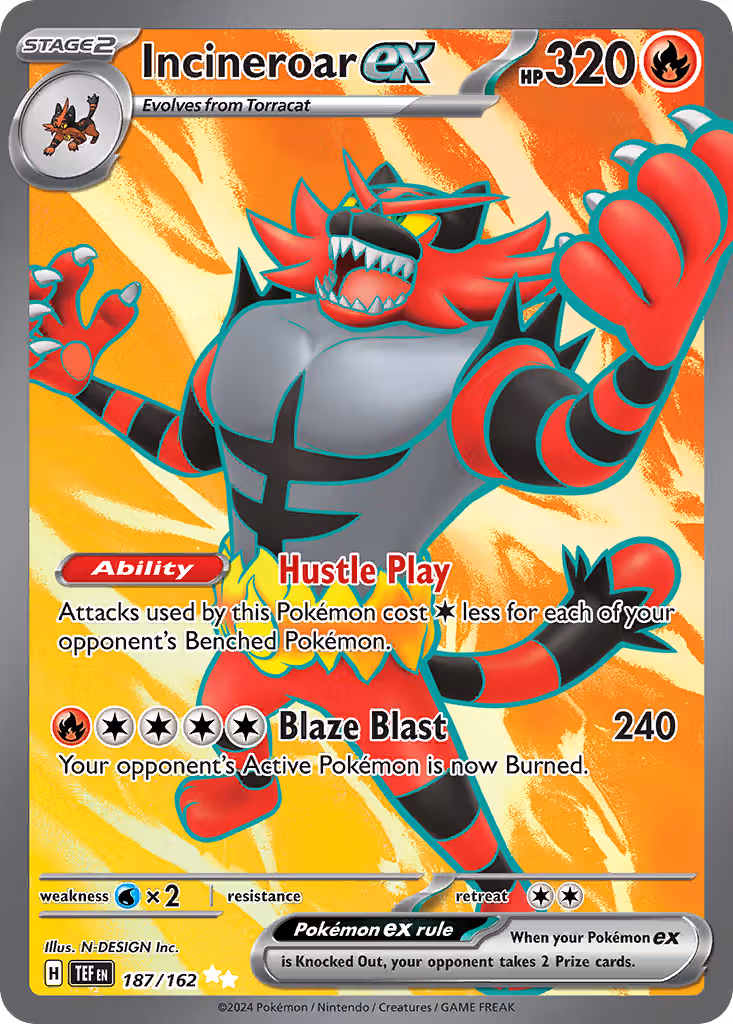 Incineroar ex 187/162 Pokemon card