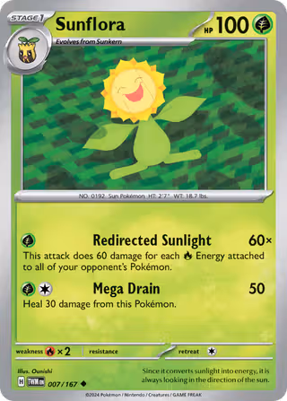 Sunflora 7/167 Pokemon card