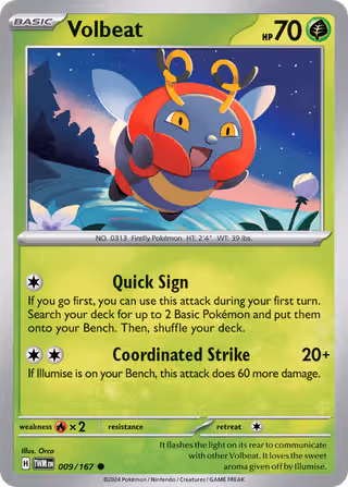 Volbeat 9/167 Pokemon card