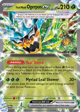 Teal Mask Ogerpon ex 25/167 Pokemon card