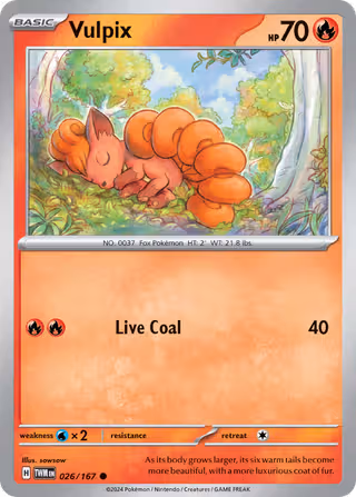 Vulpix 26/167 Pokemon card