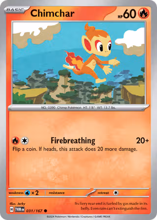 Chimchar 31/167 Pokemon card