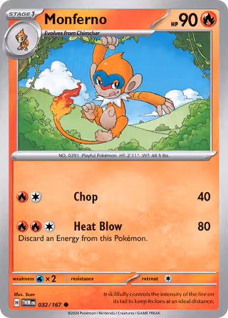Monferno 32/167 Pokemon card
