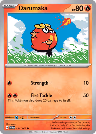 Darumaka 34/167 Pokemon card