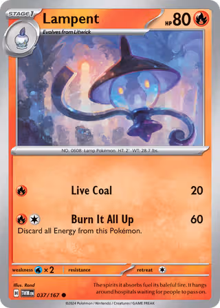 Lampent 37/167 Pokemon card
