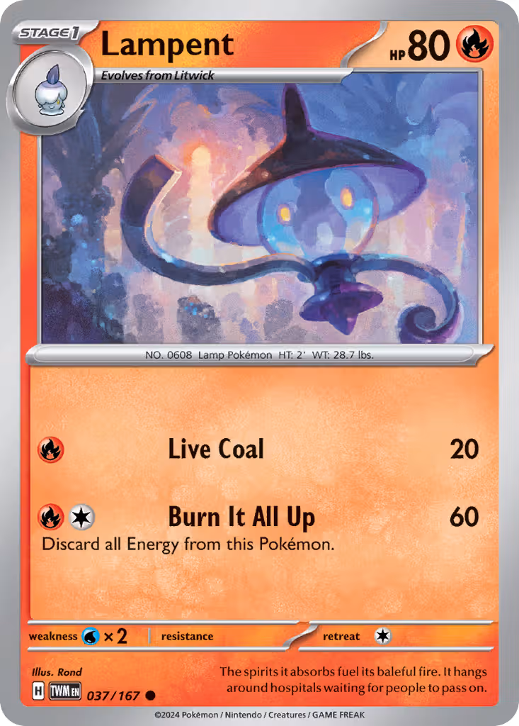 Lampent 37/167 Pokemon card