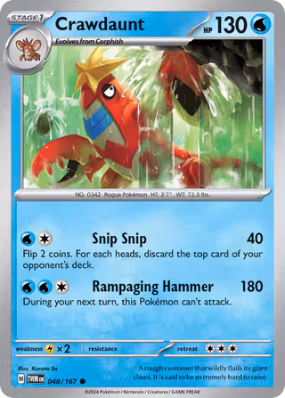 Crawdaunt 48/167 Pokemon card