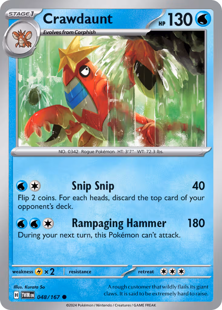Crawdaunt 48/167 Pokemon card