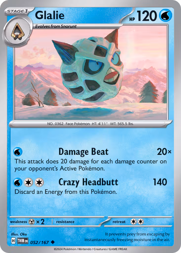 Glalie 52/167 Pokemon card