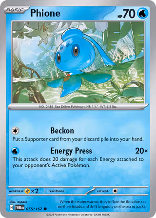 Phione 55/167 Pokemon card