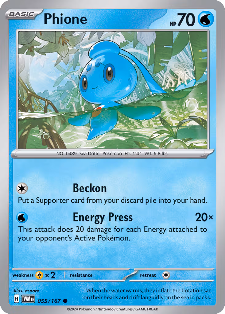 Phione 55/167 Pokemon card