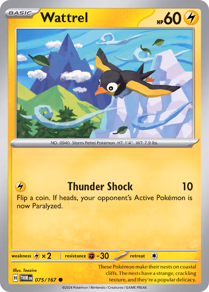Wattrel 75/167 Pokemon card